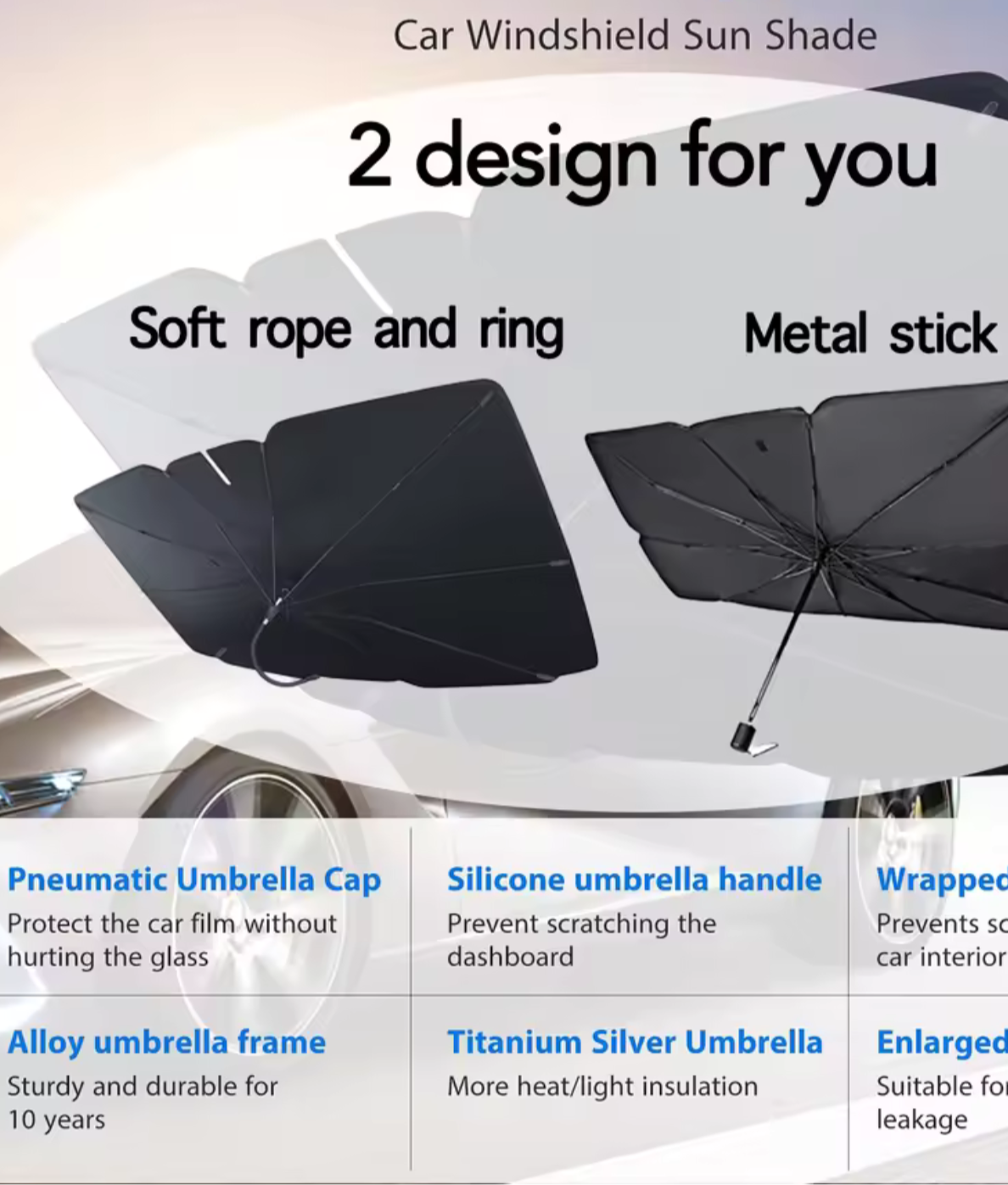 Parasol Plegable para Parabrisas de Coche – Protección Solar UV y Anticalor Compacta