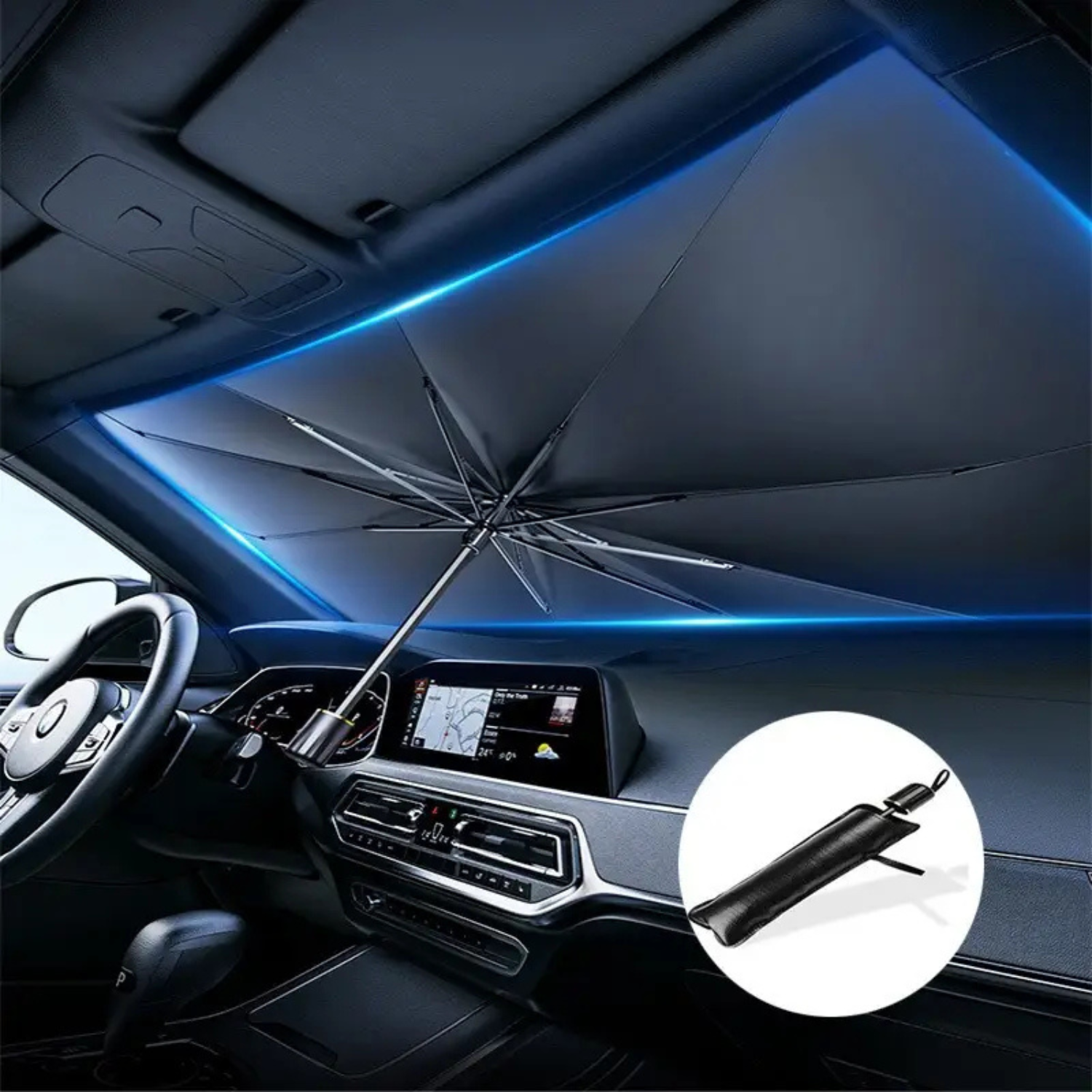 Parasol Plegable para Parabrisas de Coche – Protección Solar UV y Anticalor Compacta