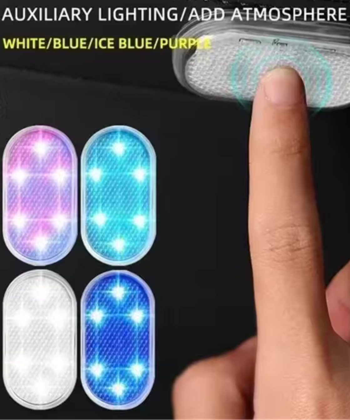 Luces LED inalámbricas para el interior del coche, luces LED interiores del coche, luz decorativa de neón automotriz recargable por USB