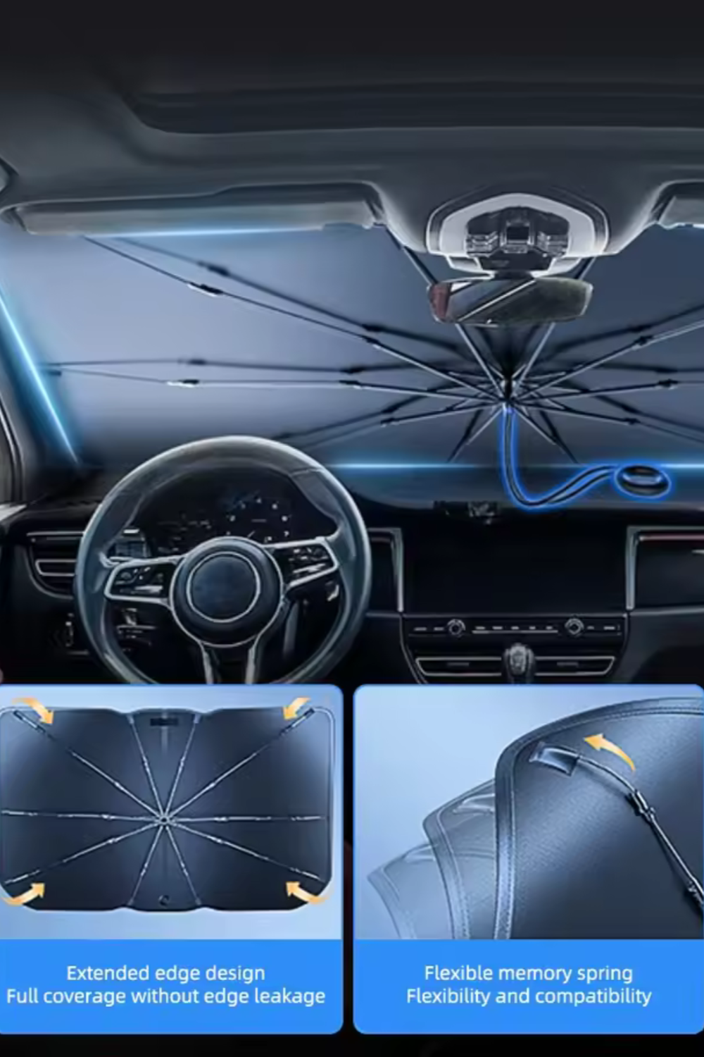 Parasol Plegable para Parabrisas de Coche – Protección Solar UV y Anticalor Compacta