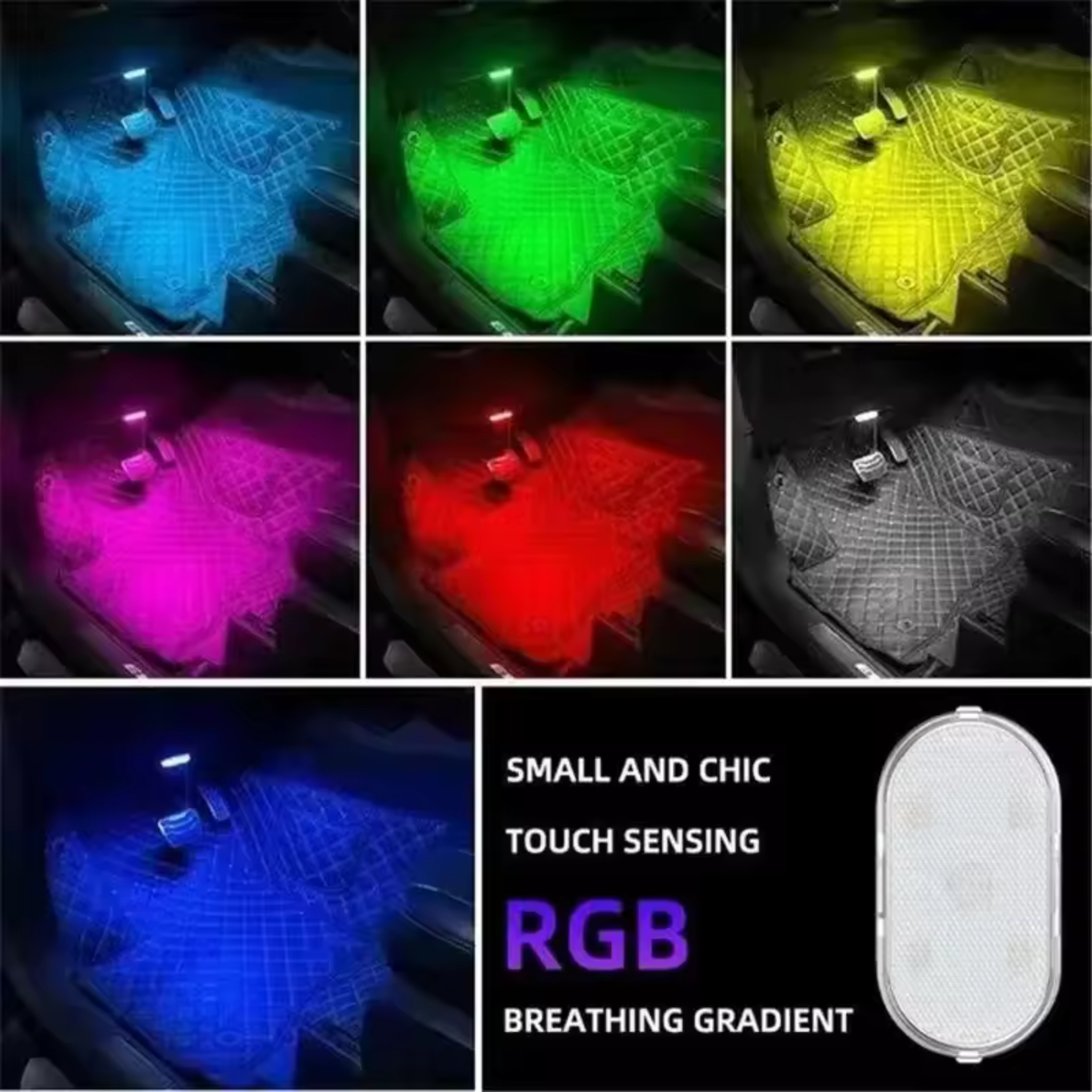 Luces LED inalámbricas para el interior del coche, luces LED interiores del coche, luz decorativa de neón automotriz recargable por USB